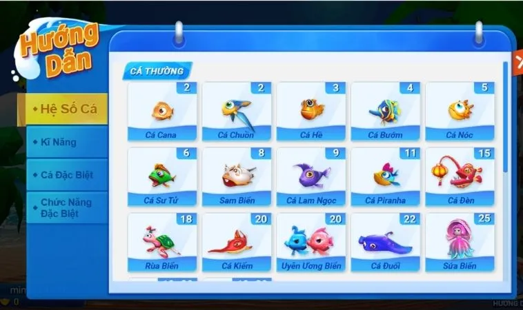 Hệ số cá thưởng trong Bắn Cá Đại Dương OnBet