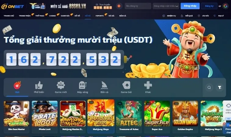 Đa dạng các nhà cung cấp game nổ hũ uy tín hợp tác với Onbet